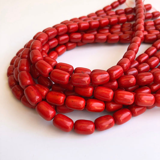 Gemstone Bead Red 12x8mm Oval Drum Shape 38cm Strand Jewellery Craft