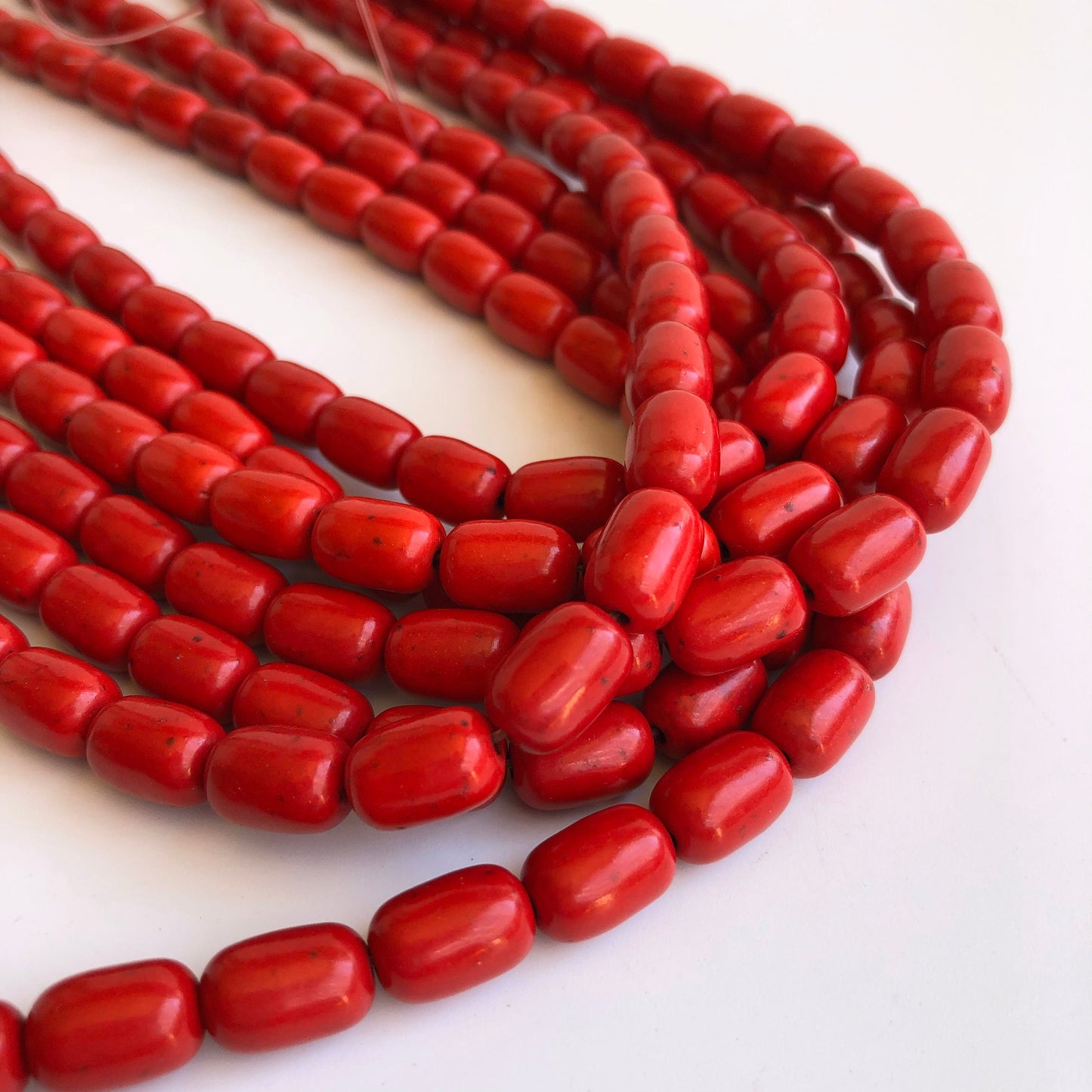 Gemstone Bead Red 12x8mm Oval Drum Shape 38cm Strand Jewellery Craft