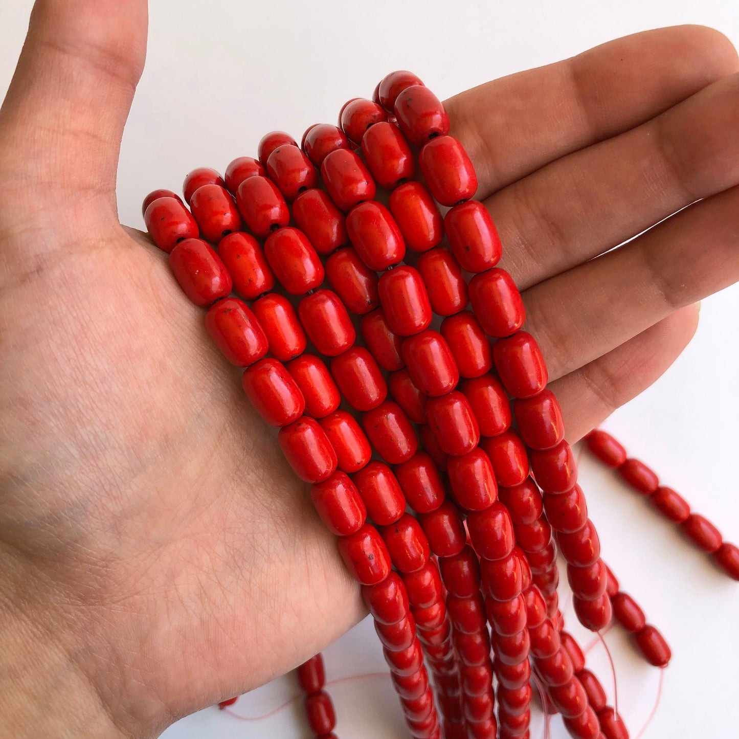 Gemstone Bead Red 12x8mm Oval Drum Shape 38cm Strand Jewellery Craft