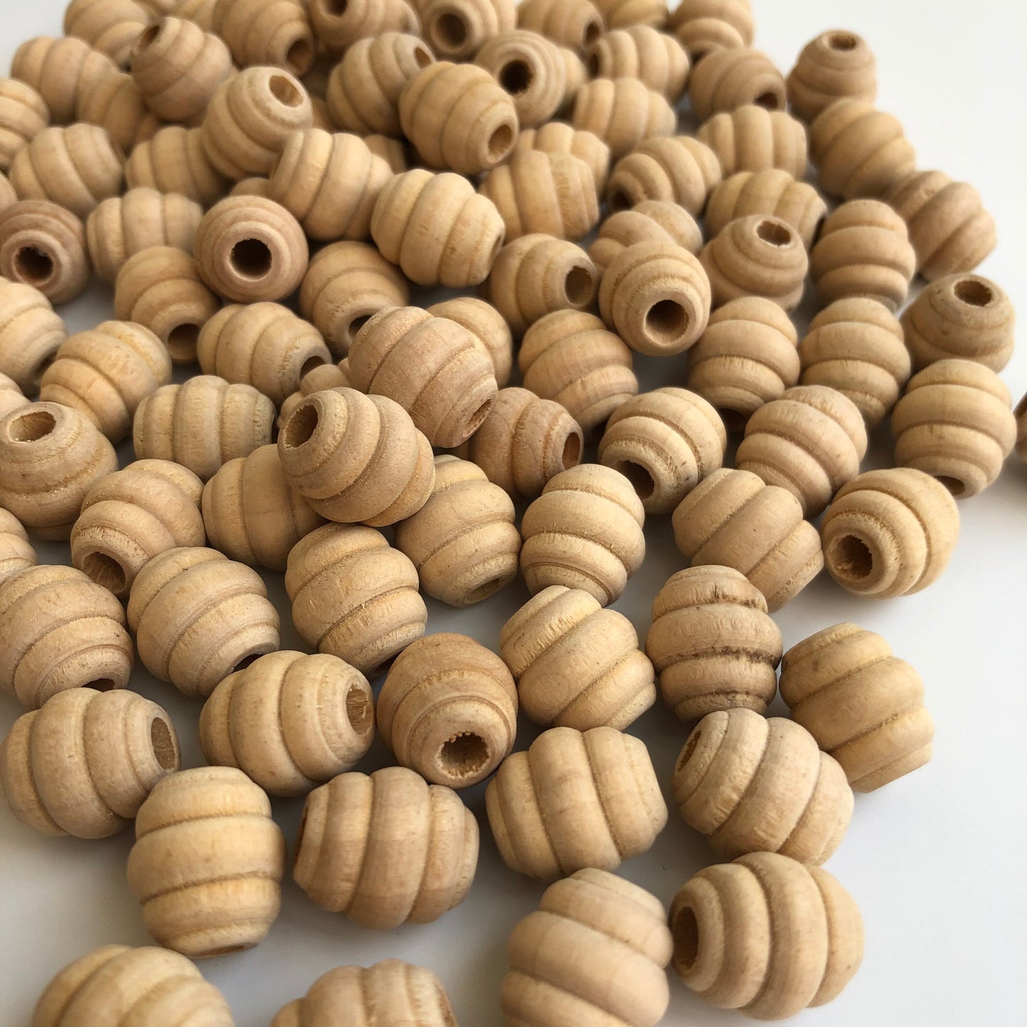 Natural Unpainted Wooden Macrame Beads 14x12mm Oval Beehive Wood Bead 25 Pieces