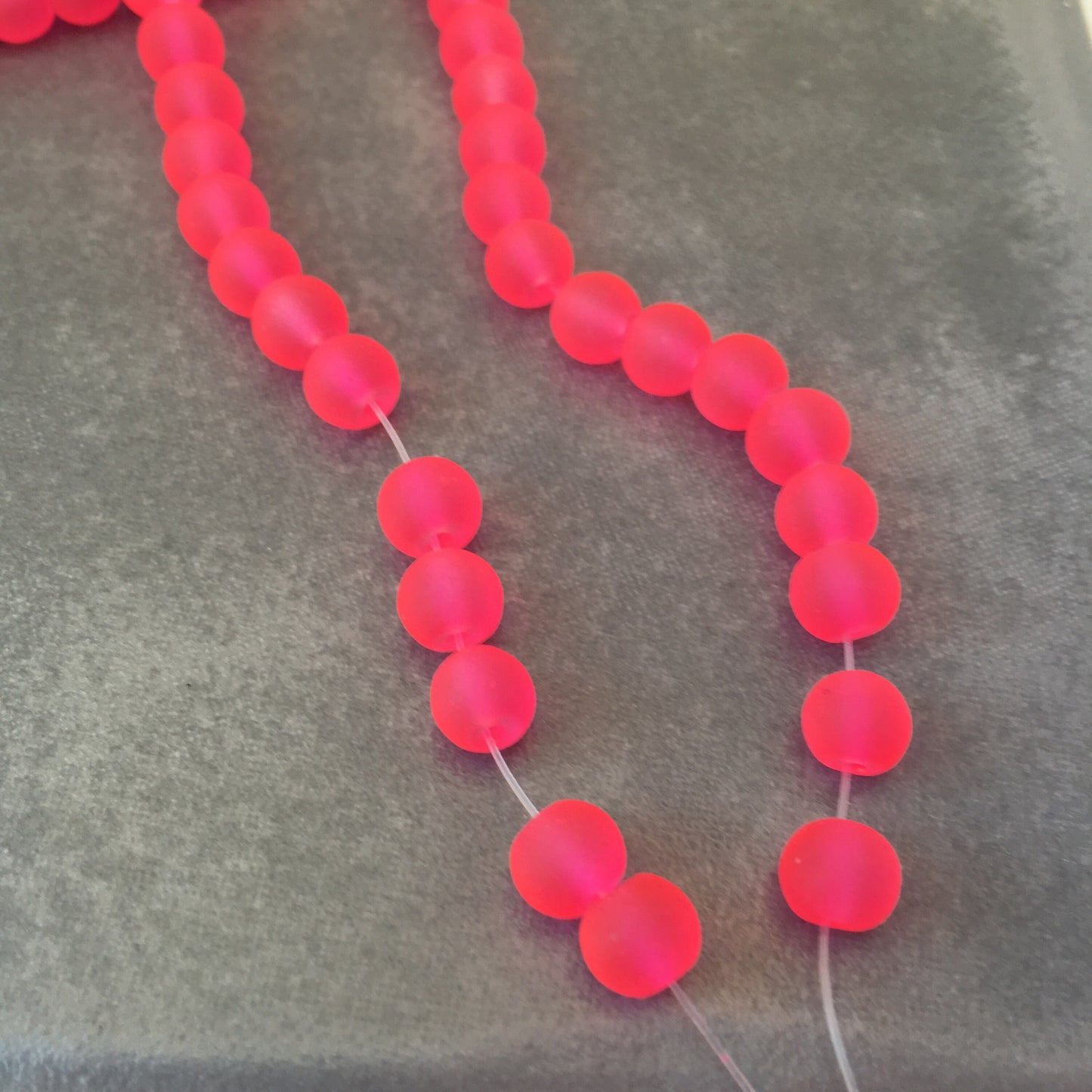 Hot Pink Frosted Glass Beads 6mm Round DIY Bracelet Necklace Bead 135 Piece Strand