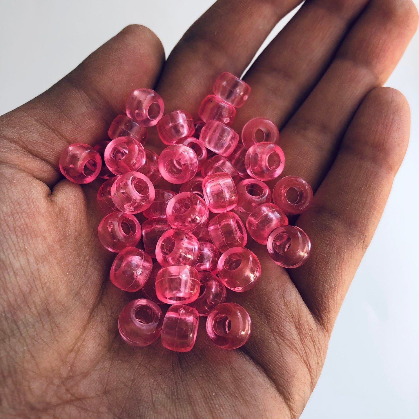 Baby Pink Plastic Pony Beads 9x6mm Acrylic Hair Jewellery Bead 150X Pieces