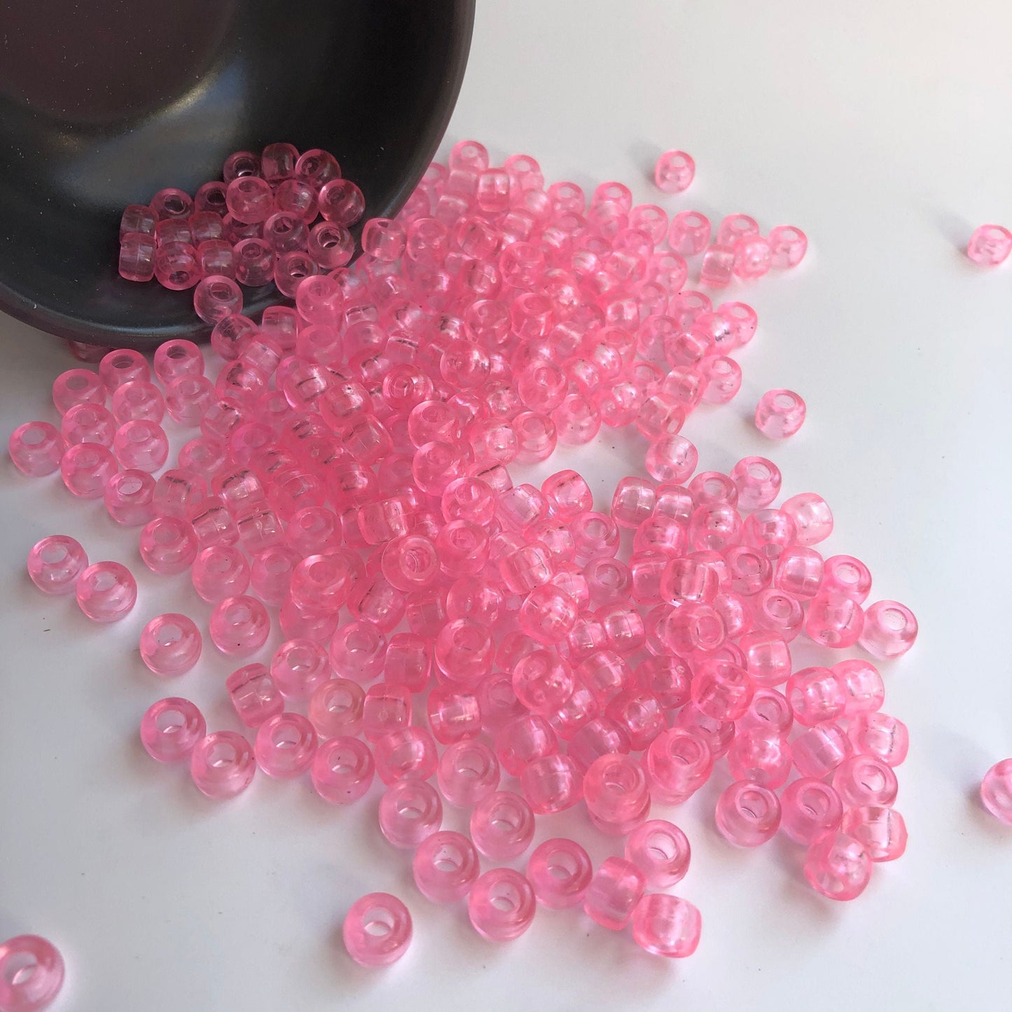 Baby Pink Plastic Pony Beads 9x6mm Acrylic Hair Jewellery Bead 150X Pieces