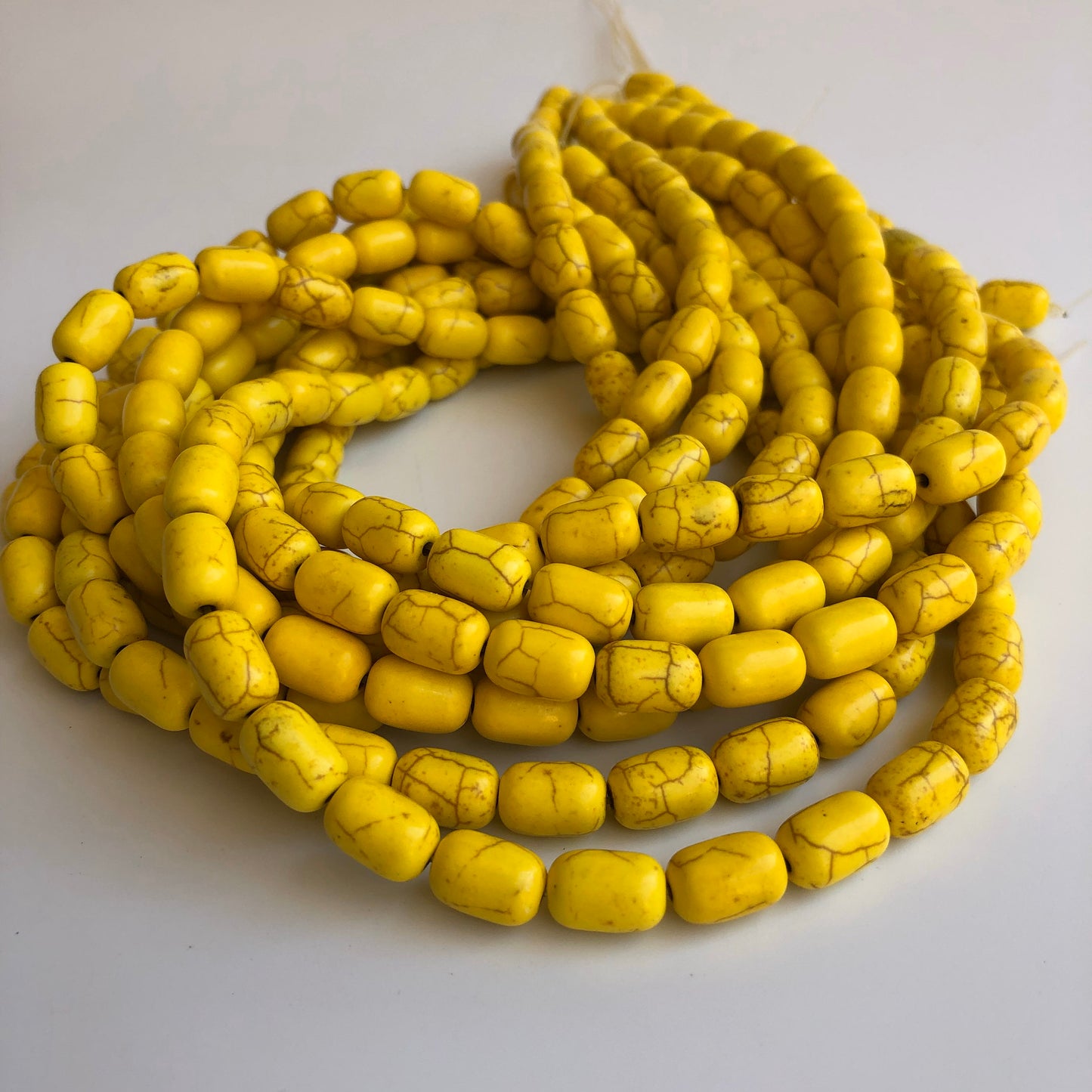 Gemstone Bead Turquoise Yellow 12x8mm Oval Drum Shape 38cm Strand Jewellery Craft