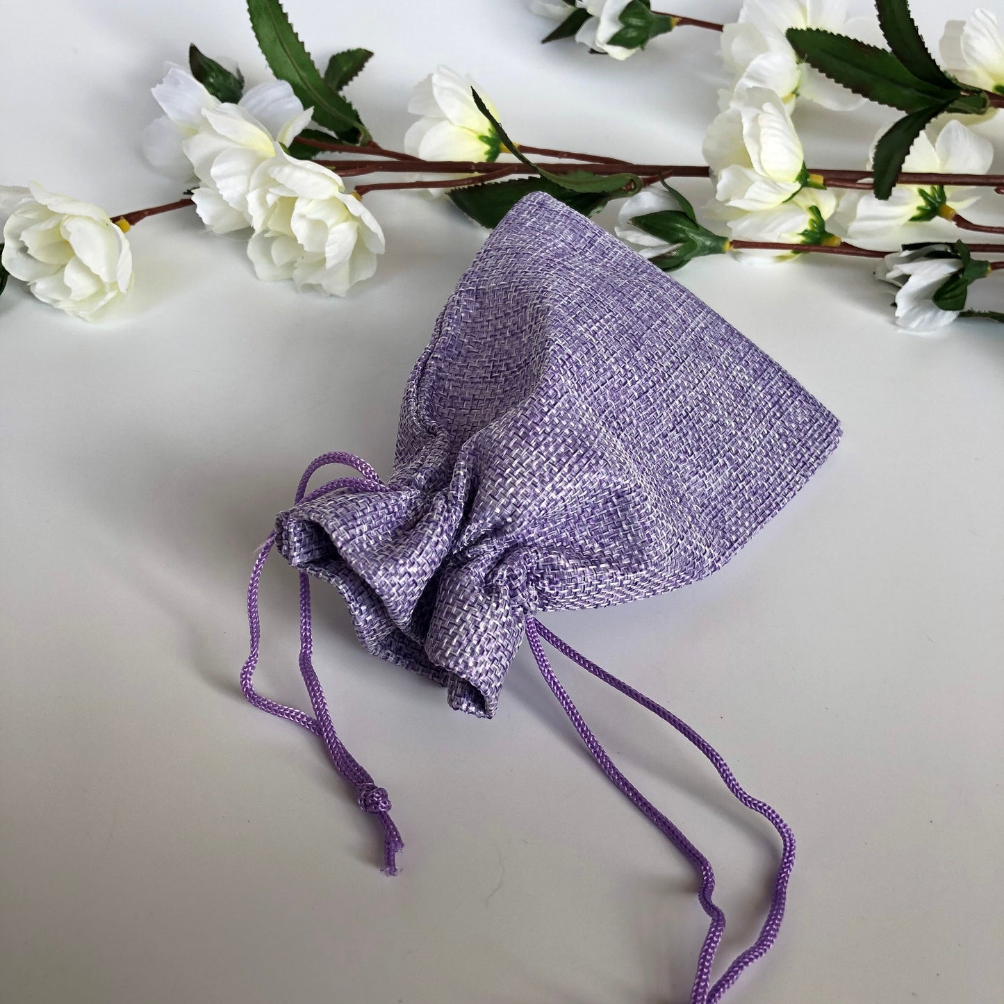 Purple Draw String Fabric Gift Bags 13x9mm Material Favour Pouch Bag 5X Pieces