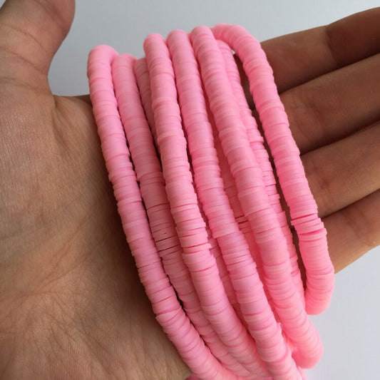 Pink Polymer Clay Disc Beads 380pcs Strand Katsuki Bead 6mm