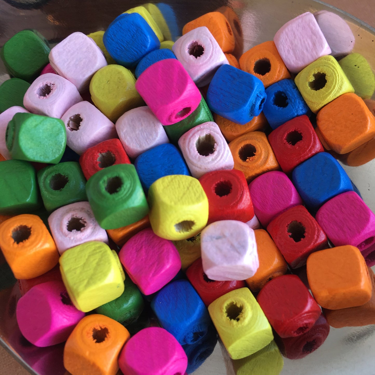 Mixed Multi Colour Wooden Cube Beads 8mm DIY Craft Bead 100 Pieces