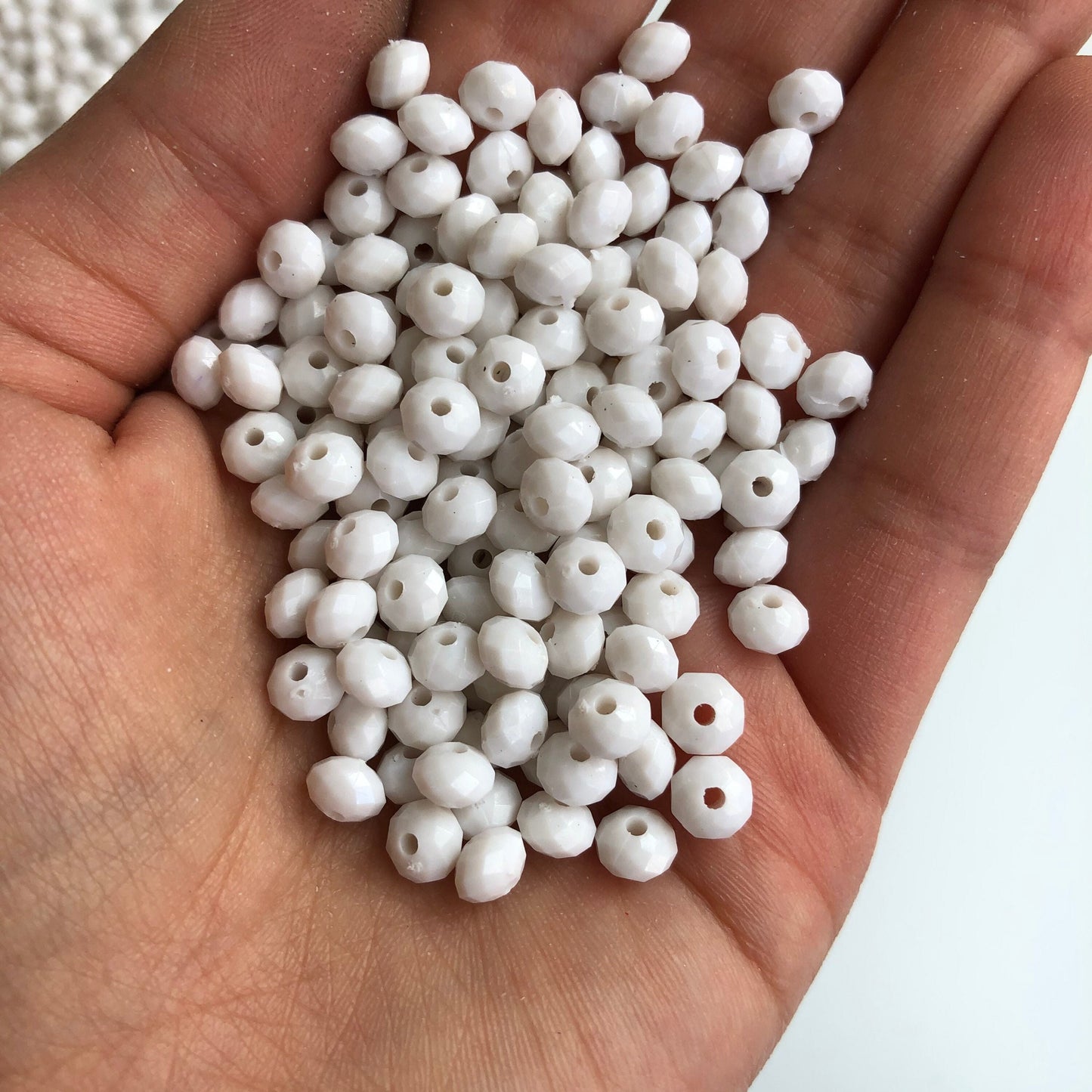 White Plastic Resin Beads 6mm Faceted Rondelle Saucer Bead 200 Pieces