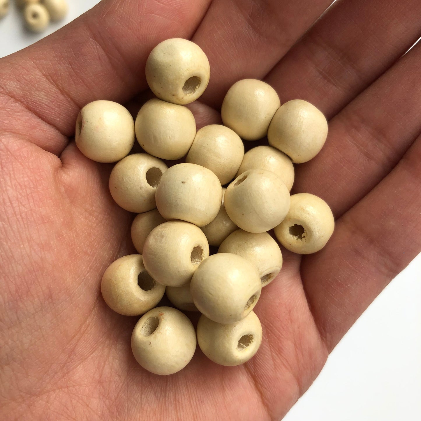 50X Pieces Beige Wood Bead 12mm Round Wooden Beads DIY Jewellery Making Beads