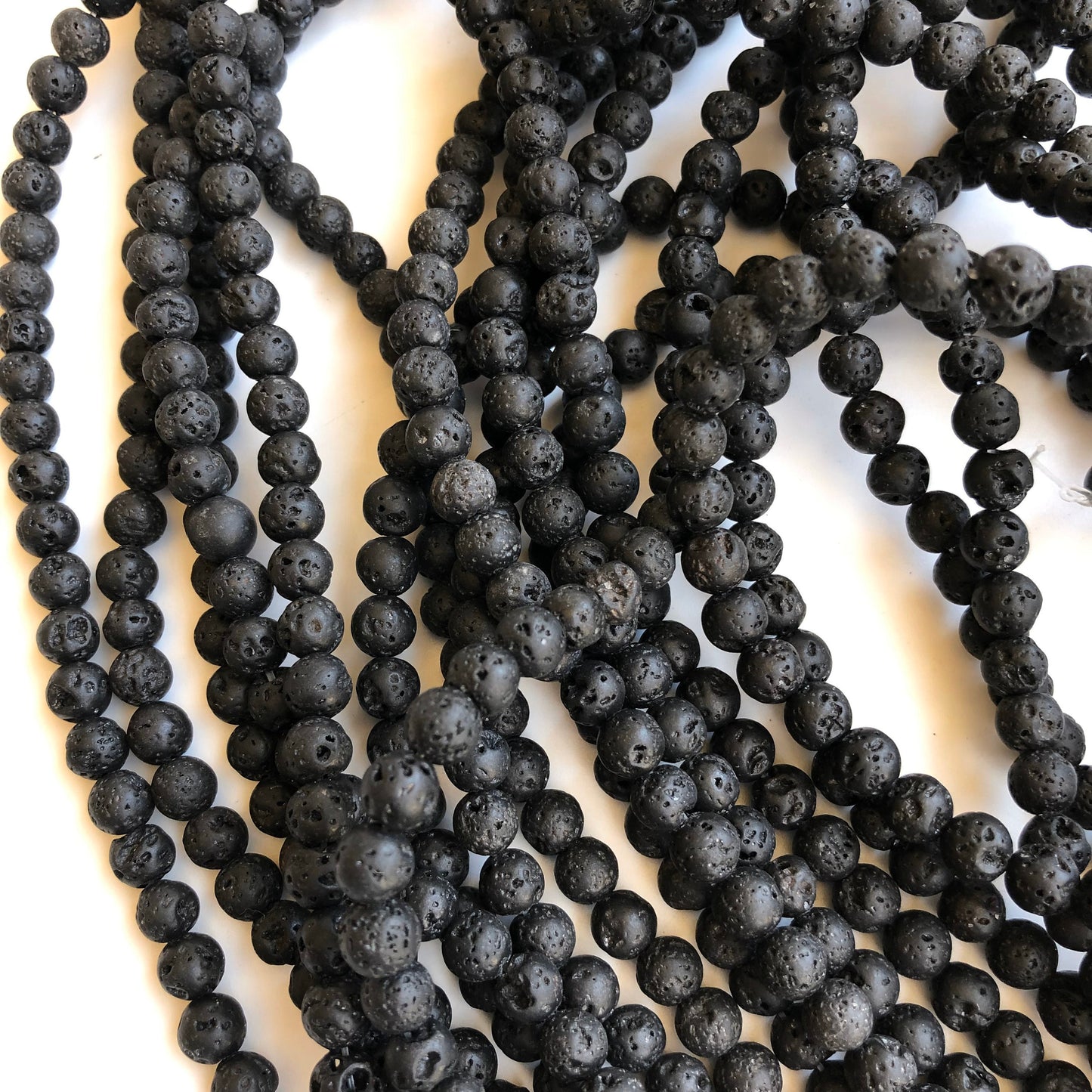 62X Pieces Natural Black Volcanic Lava Bead 39cm Strand 6-6.5mm Round Matte Mineral Beads