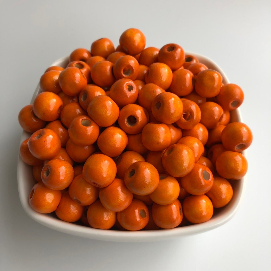 50X Orange Round Wood Beads 12x11mm DIY Craft Jewellery Making Wooden Bead