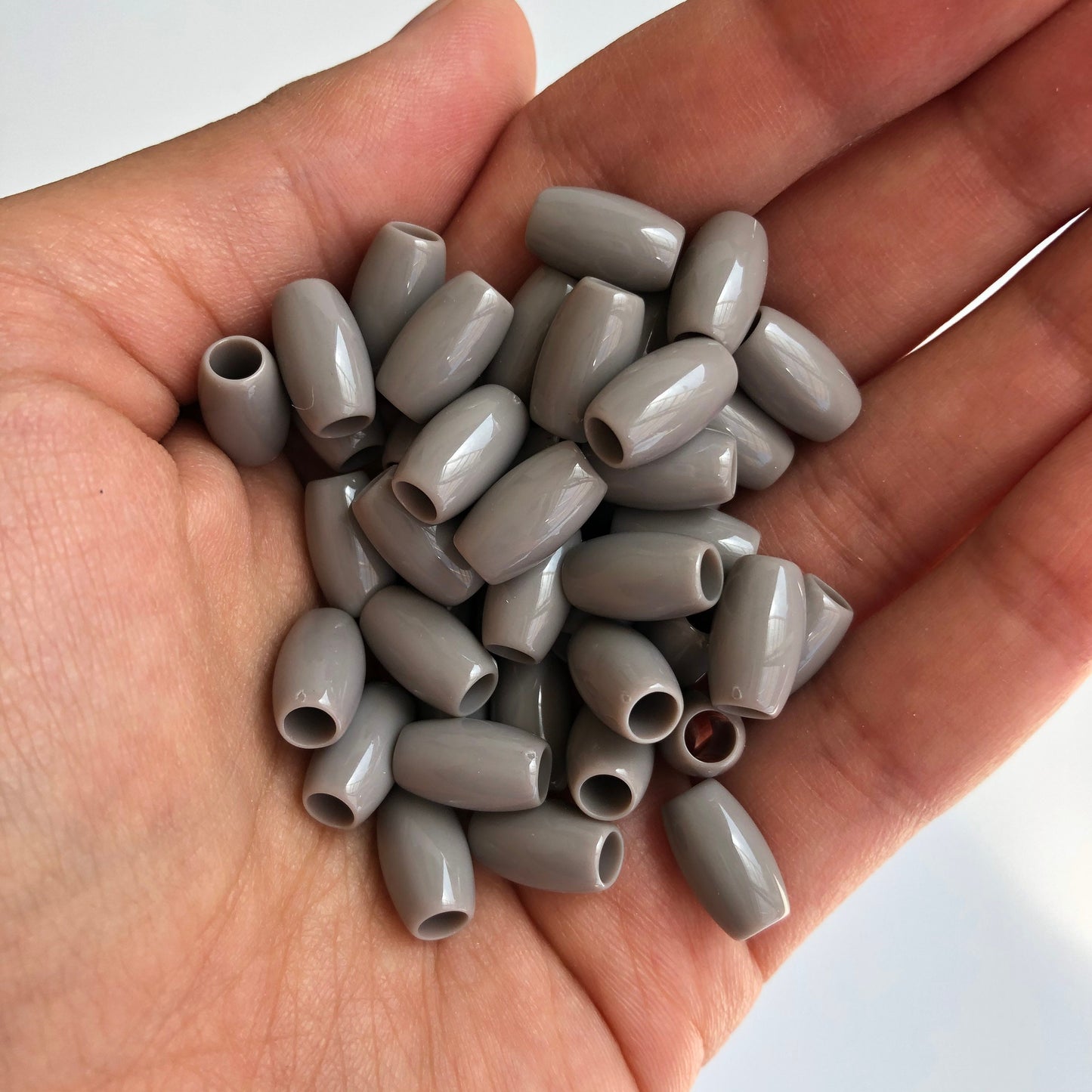 Grey Plastic Resin Beads 12x7mm Oval DIY Jewellery Craft Bead 50 Pieces