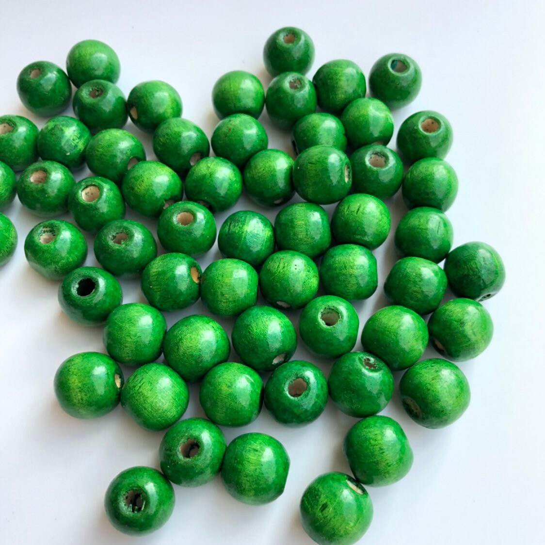 Green Macrame Wood Bead 16mm Round Chunky Wooden Craft Bead 25 Pieces