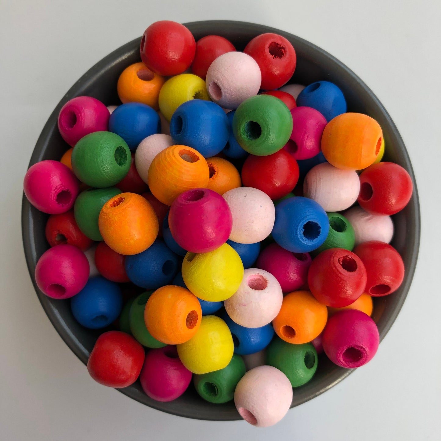 Mixed Primary Wood Bead 14mm Round Craft Beads 25 Pieces