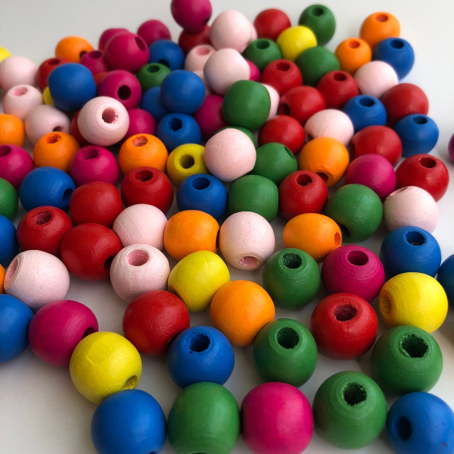 Mixed Primary Wood Bead 14mm Round Craft Beads 25 Pieces