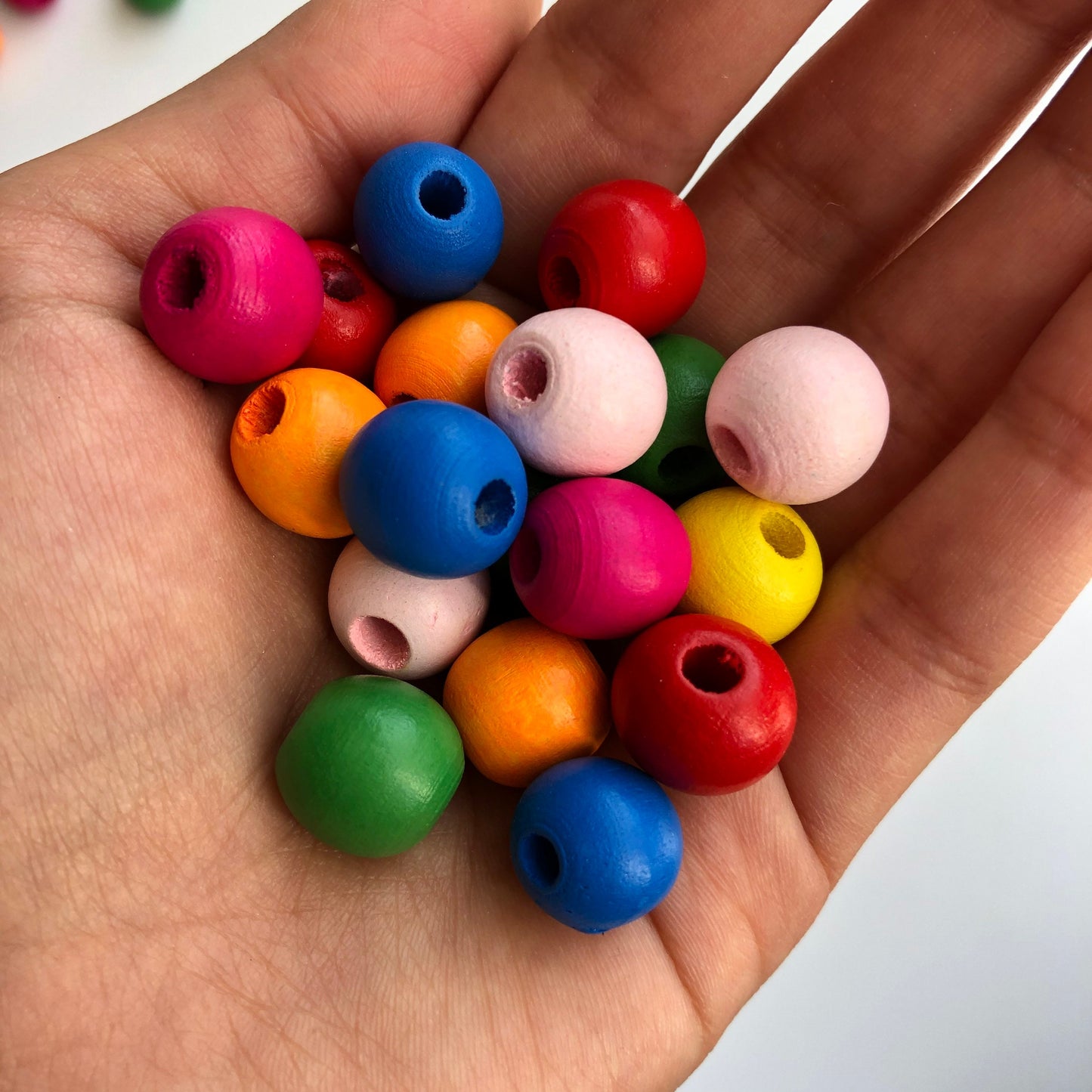 Mixed Primary Wood Bead 14mm Round Craft Beads 25 Pieces