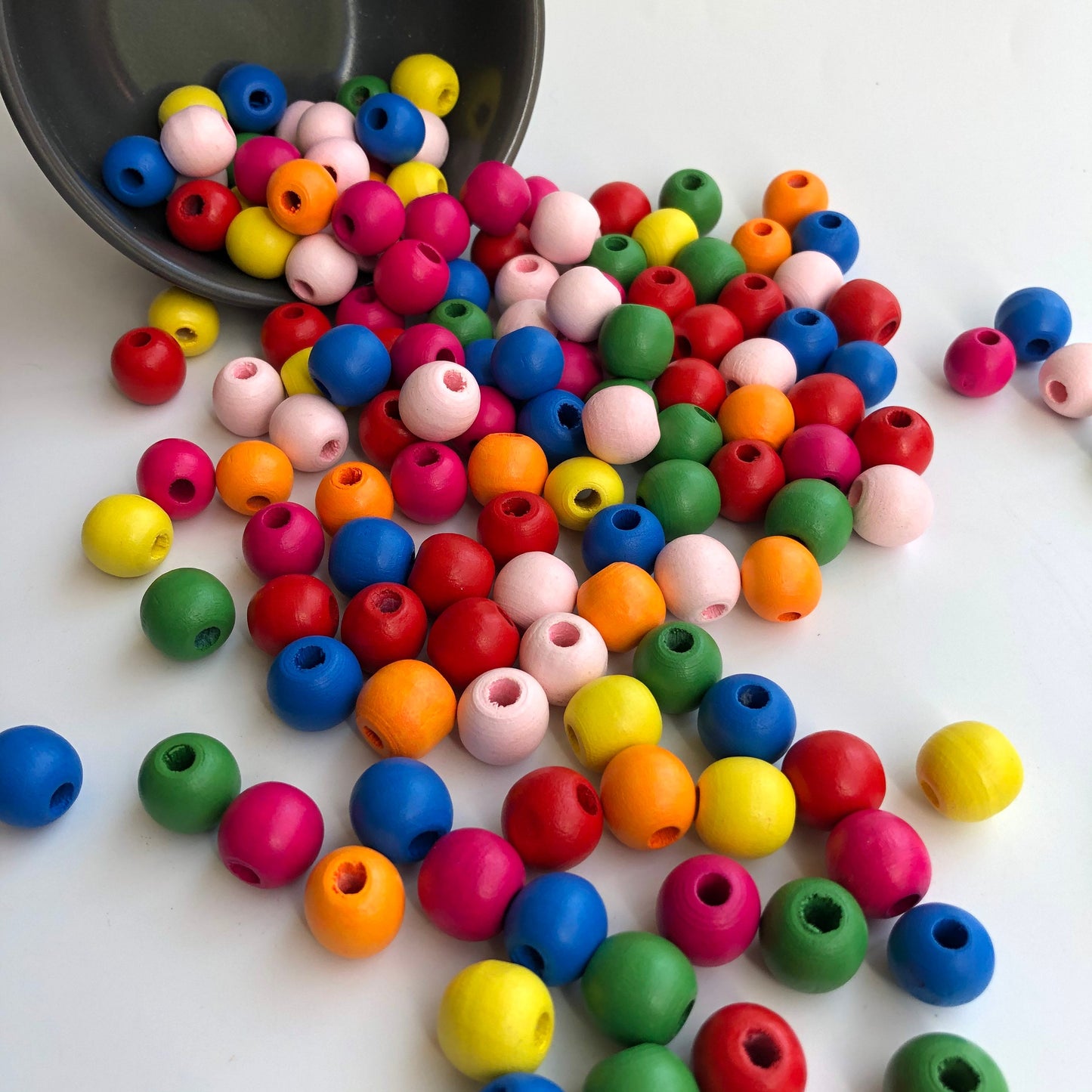 Mixed Primary Wood Bead 14mm Round Craft Beads 25 Pieces