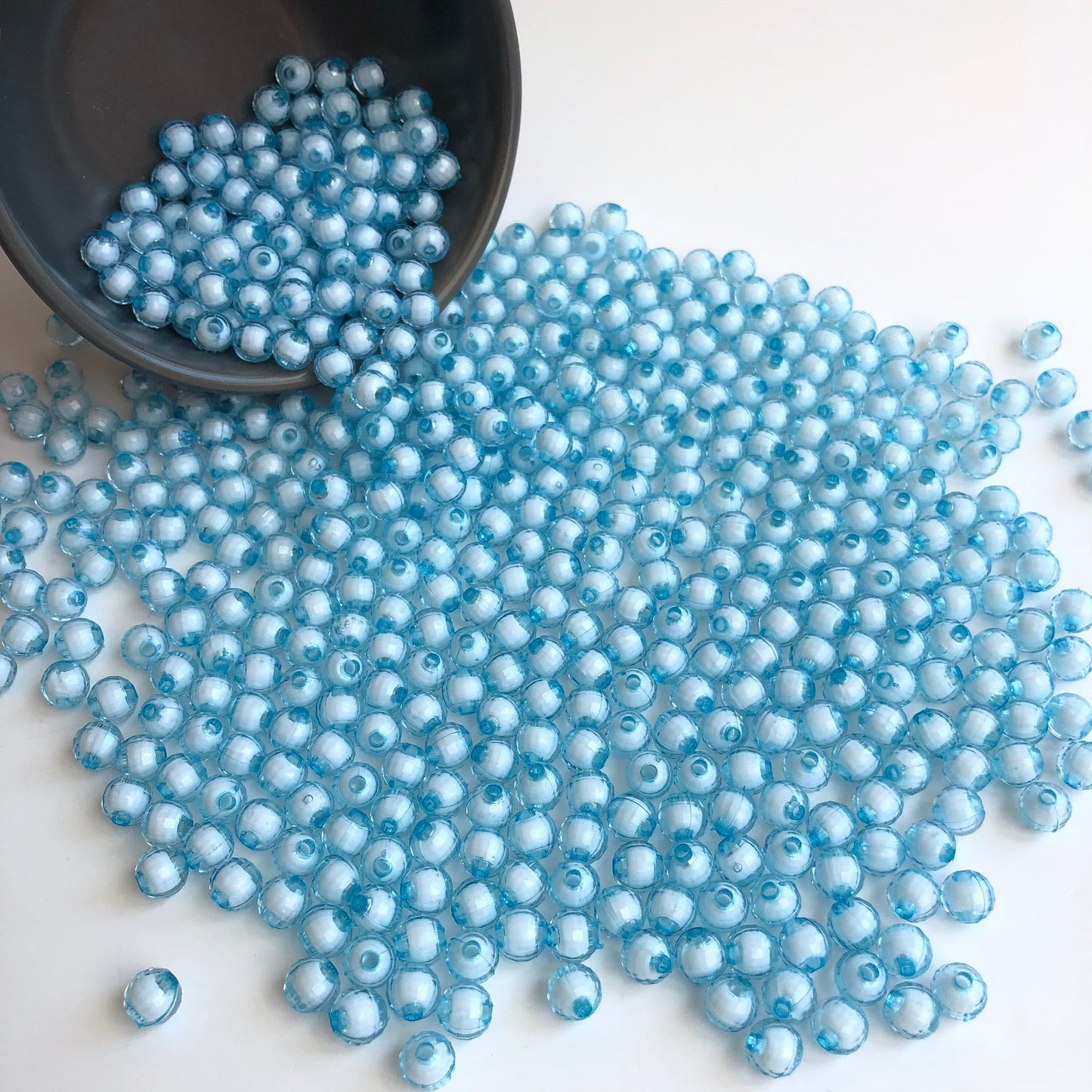 8mm Round Baby Blue Faceted Plastic Beads set of 100 pieces