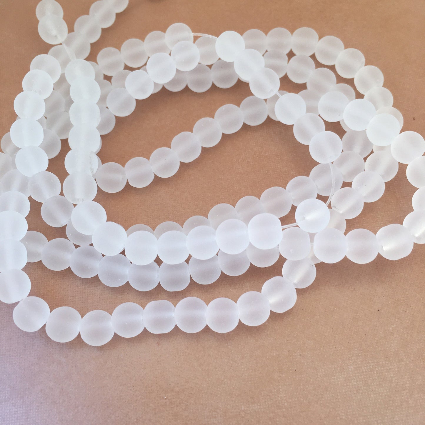 Clear White Frosted Glass Beads 6mm Round DIY Jewellery Making Bead 135 Piece Strand