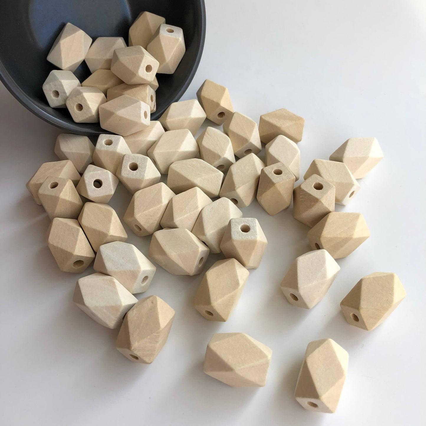 Natural Unpainted Geometric Wood Beads 22X14mm Unfinished Polygon Wooden Bead 10 Pieces