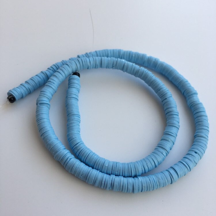 Clay Bead Discs Blue Polymer Clay Disc Beads Strand Katsuki Bead 6mm 45cm Strand