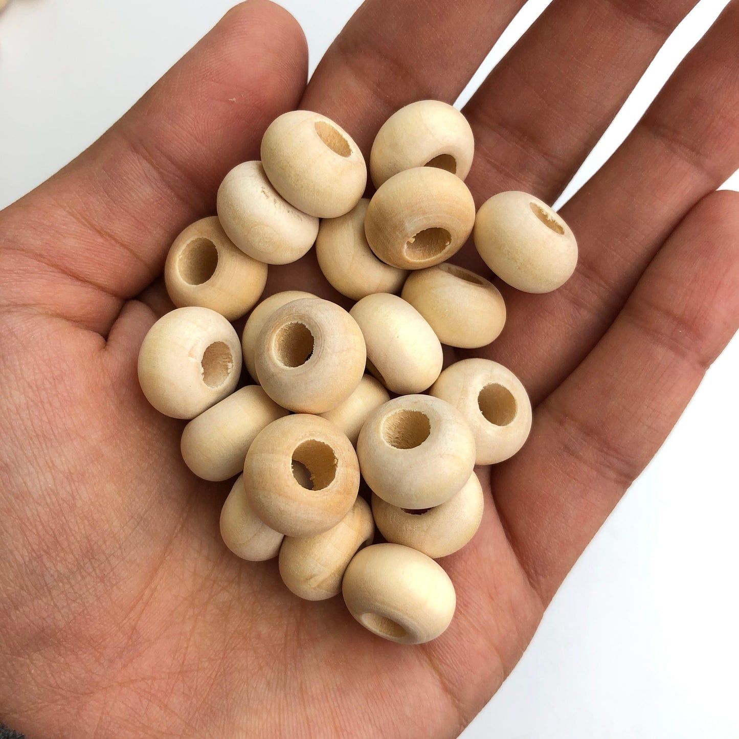 Unfinished Macrame Wood Beads 14x9mm Unpainted Rondelle Donut Bead 25 Pieces