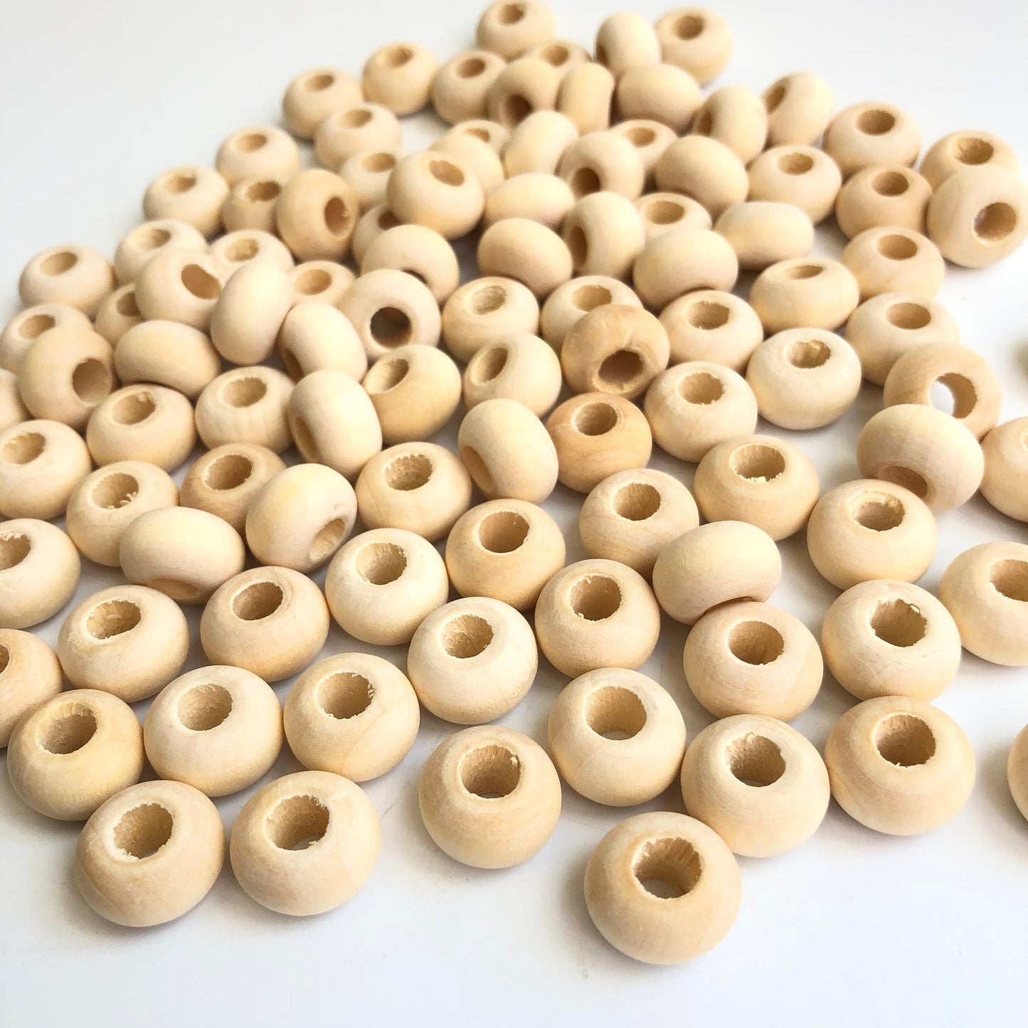 Unfinished Macrame Wood Beads 14x9mm Unpainted Rondelle Donut Bead 25 Pieces