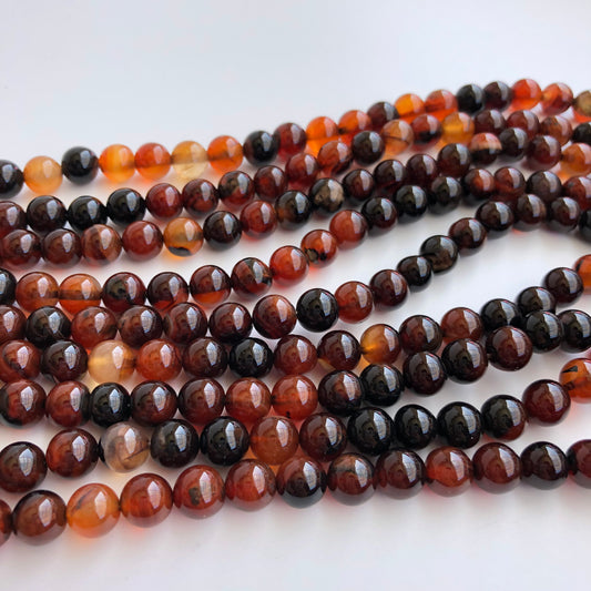 8mm Natural Dark Red Agate Gemstone Beads 22X Piece Strand 7" Craft Bead