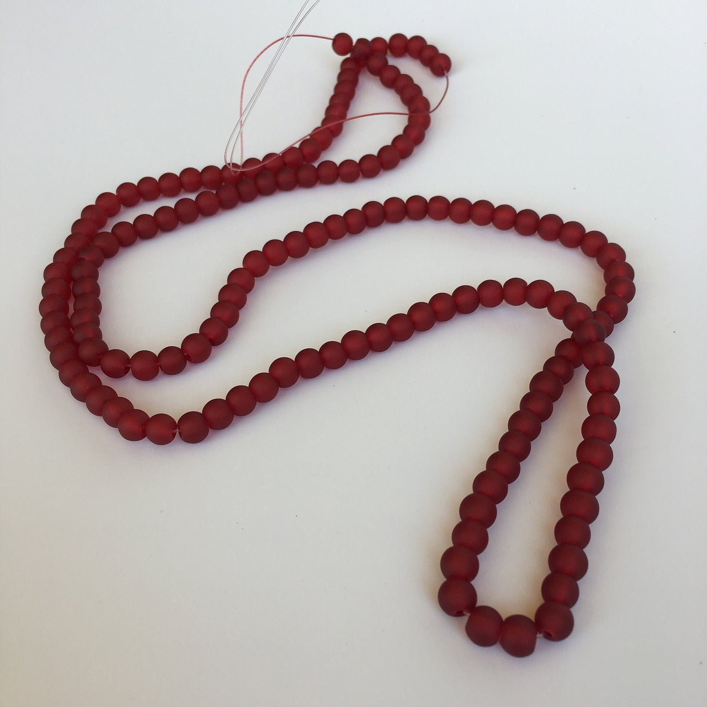 Maroon Red Frosted Glass Beads 6mm Round DIY Bracelet Necklace Bead 135 Piece Strand