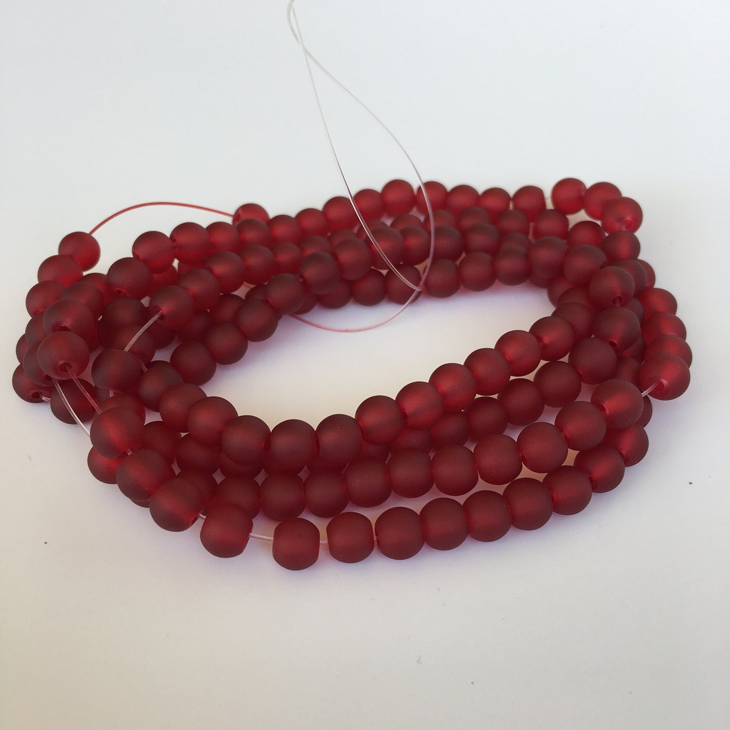 Maroon Red Frosted Glass Beads 6mm Round DIY Bracelet Necklace Bead 135 Piece Strand