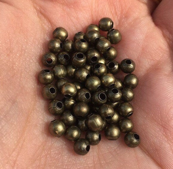 Bronze Metal Spacer Beads 4mm Round Loose Crimp Bead 150 Pieces