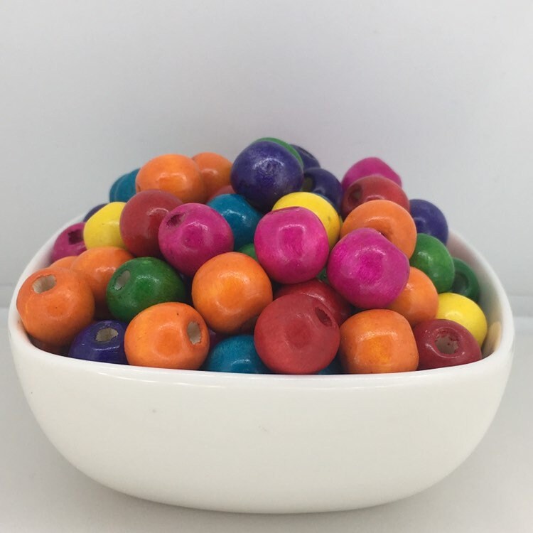 Mixed Multi Colour Wood Beads 14mm Round DIY Wooden Jewellery Craft Bead 25 Pieces