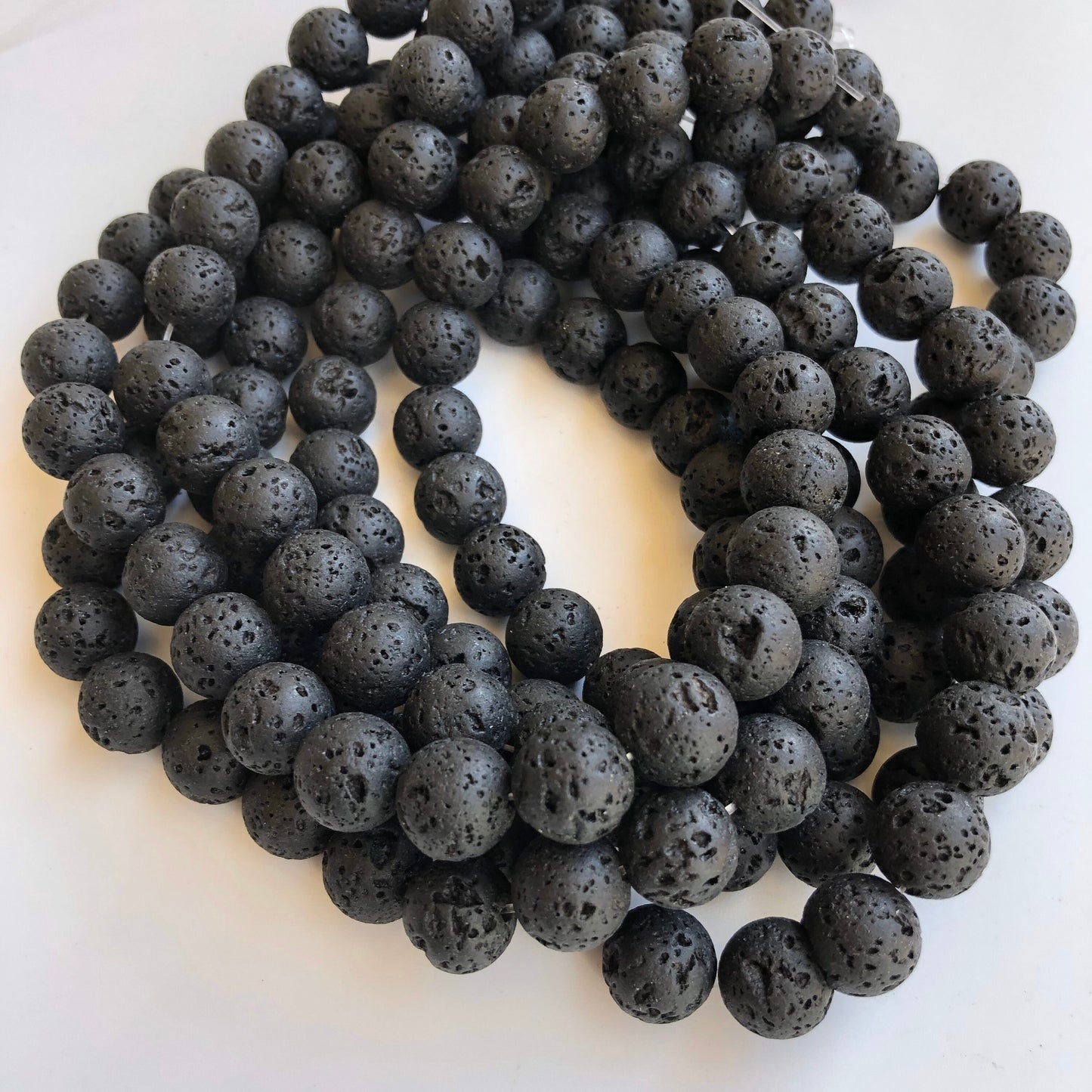 Black Lava Rock Beads 12mm Round Natural Mineral Bead 31 Piece Strand