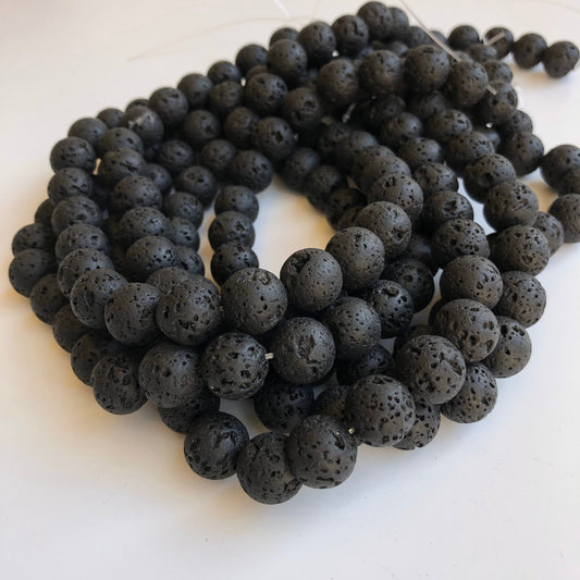 Black Lava Rock Beads 12mm Round Natural Mineral Bead 31 Piece Strand