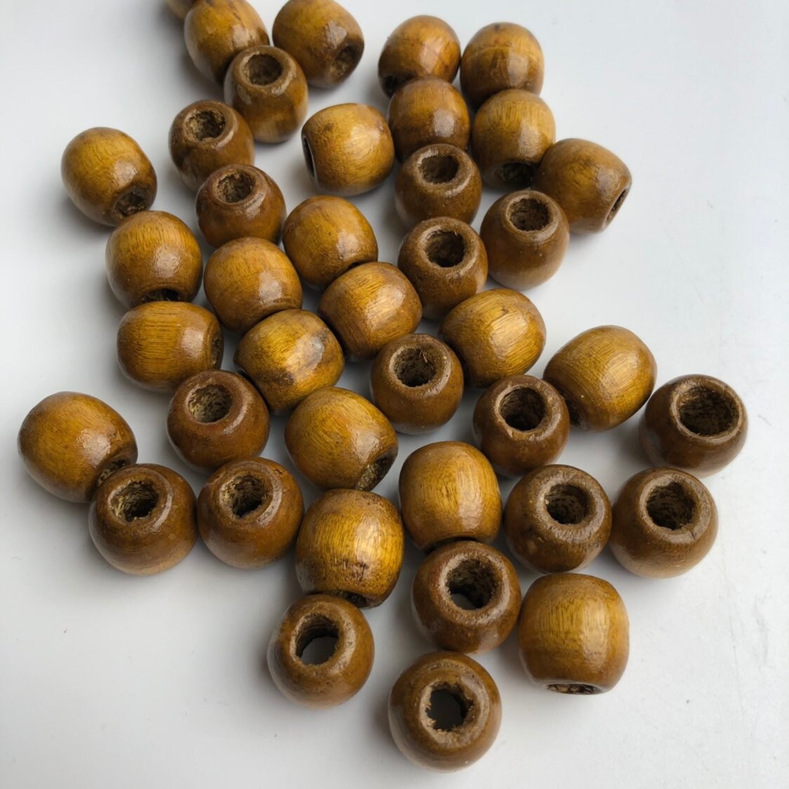 Mustard Brown Macrame Bead 16mm Drum Barrel Shape Wood Craft Bead 25 Pieces