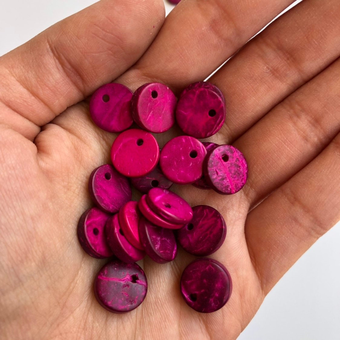 Pink Coconut Charms 12mm Flat Round Disc Charm Pendants 25 Pieces