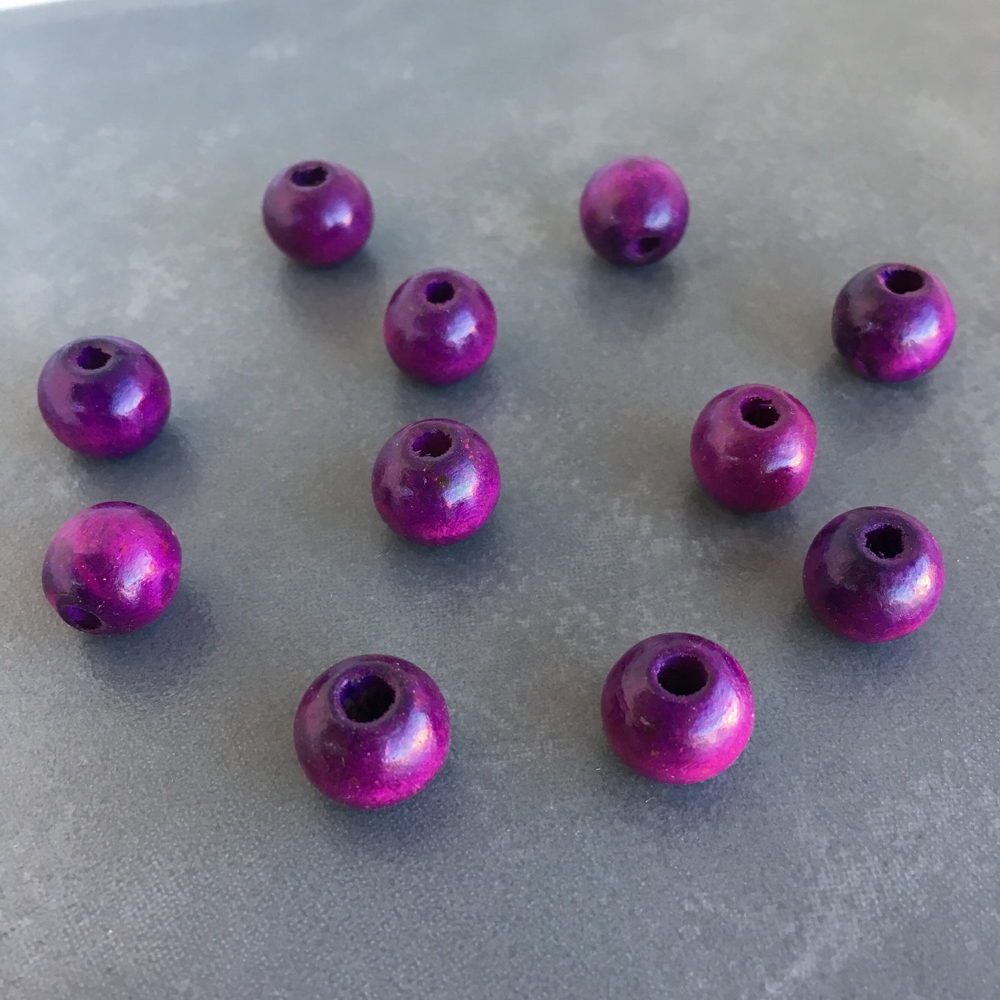 50pcs Natural Wood Bead, Round Wooden Beads, Dyed Purple 12x10mm Smooth Ball Spacer Beads