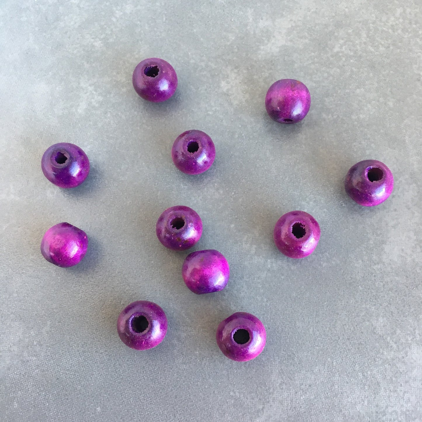 50pcs Natural Wood Bead, Round Wooden Beads, Dyed Purple 12x10mm Smooth Ball Spacer Beads