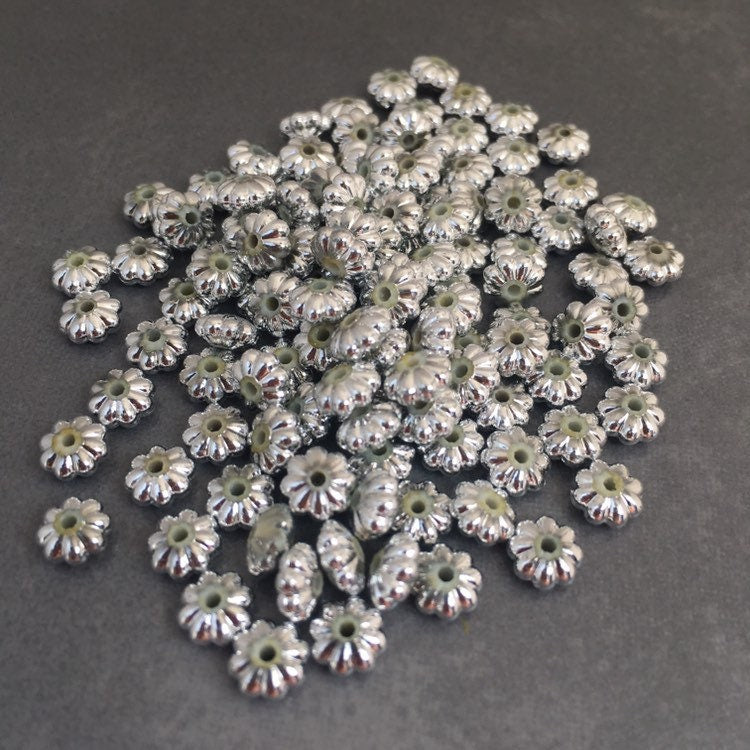 Silver Plastic Spacer Beads 6mm Flower Rondelle DIY Jewellery Making Craft Bead 150 Pieces