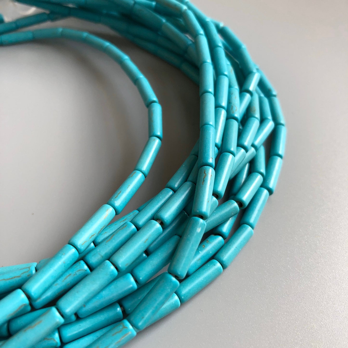 Turquoise Tube Beads 12x4mm Howlite Jewellery Craft Spacer Bead 38cm Strand - 32 pieces