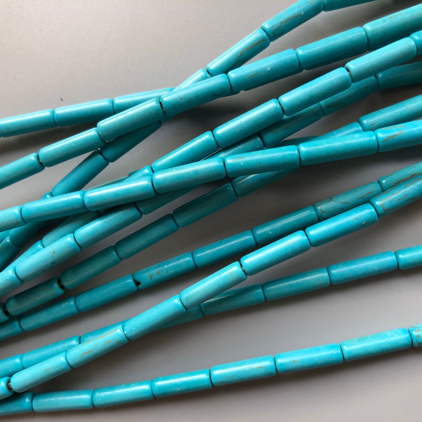 Turquoise Tube Beads 12x4mm Howlite Jewellery Craft Spacer Bead 38cm Strand - 32 pieces