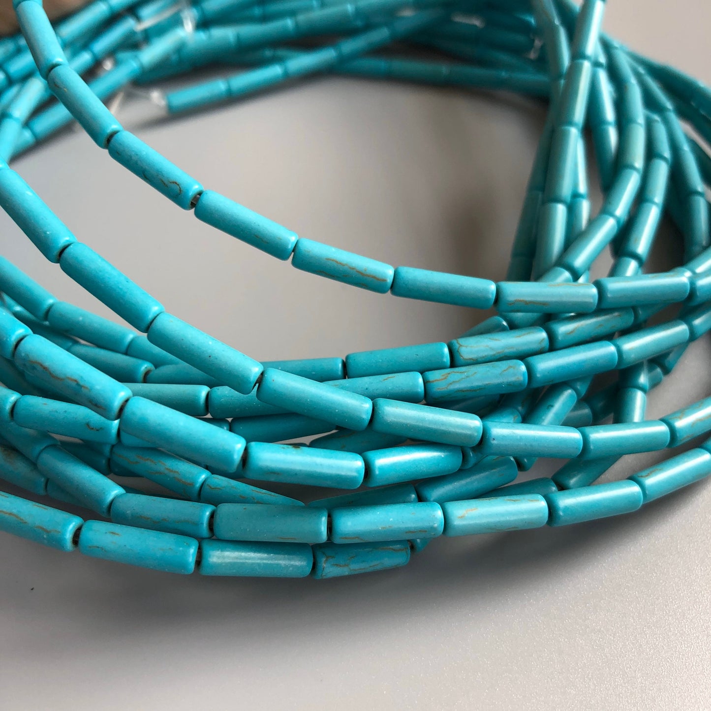 Turquoise Tube Beads 12x4mm Howlite Jewellery Craft Spacer Bead 38cm Strand - 32 pieces