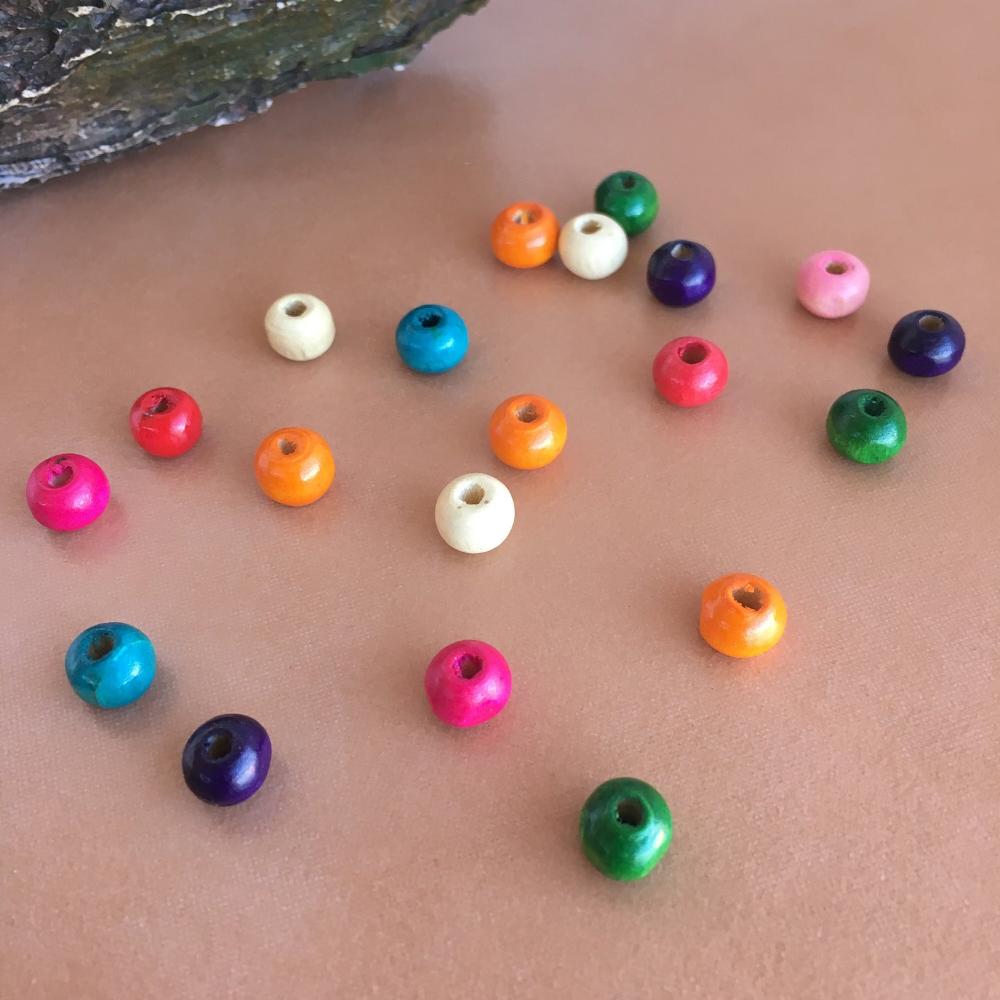 8mm Multi Colour Wood Bead, Rondelle Round Wooden Beads, 150 Assorted Rainbow Smooth Ball Spacer Beads