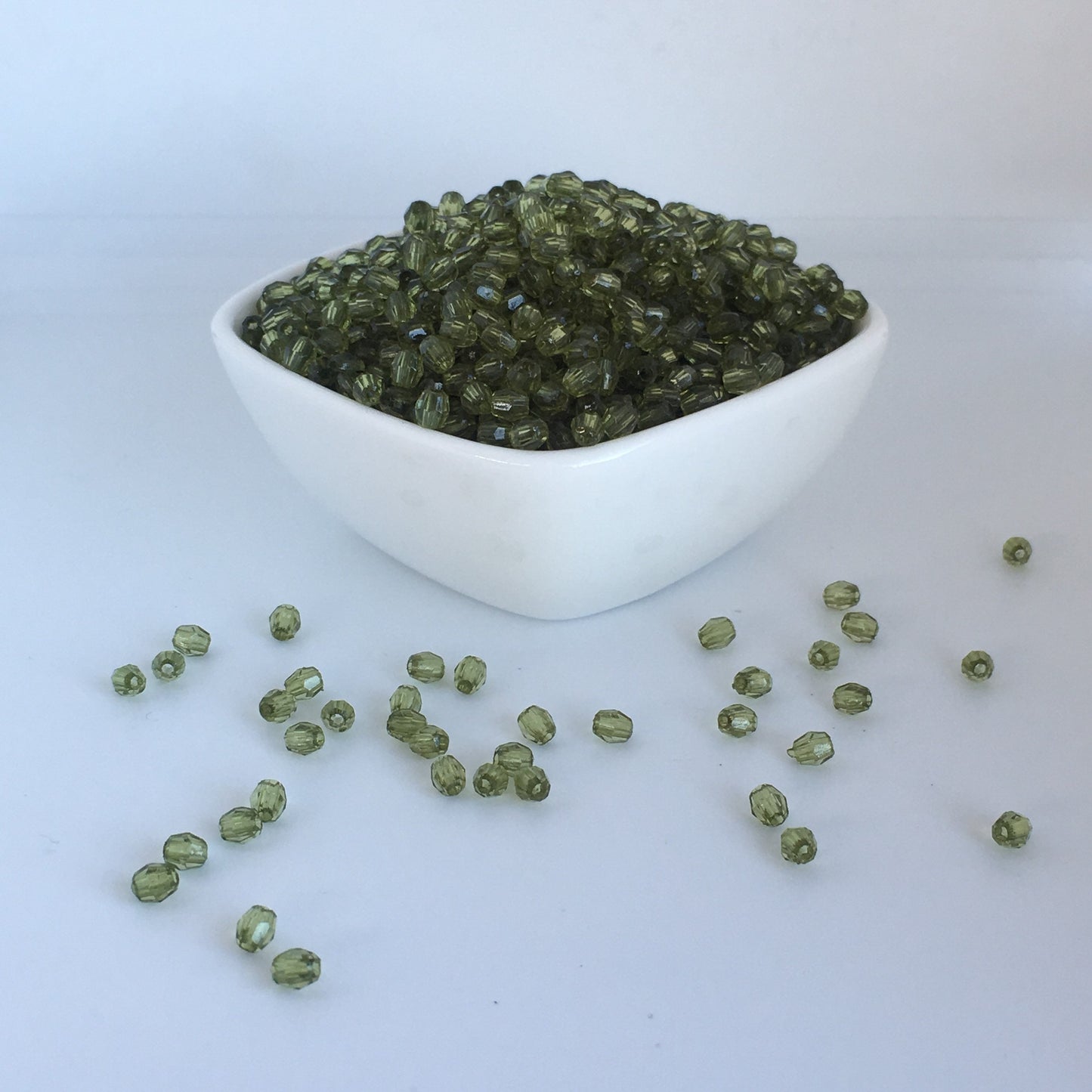 Green Plastic Resin Beads 4mm Oval Faceted Spacer Bead 100 Pieces