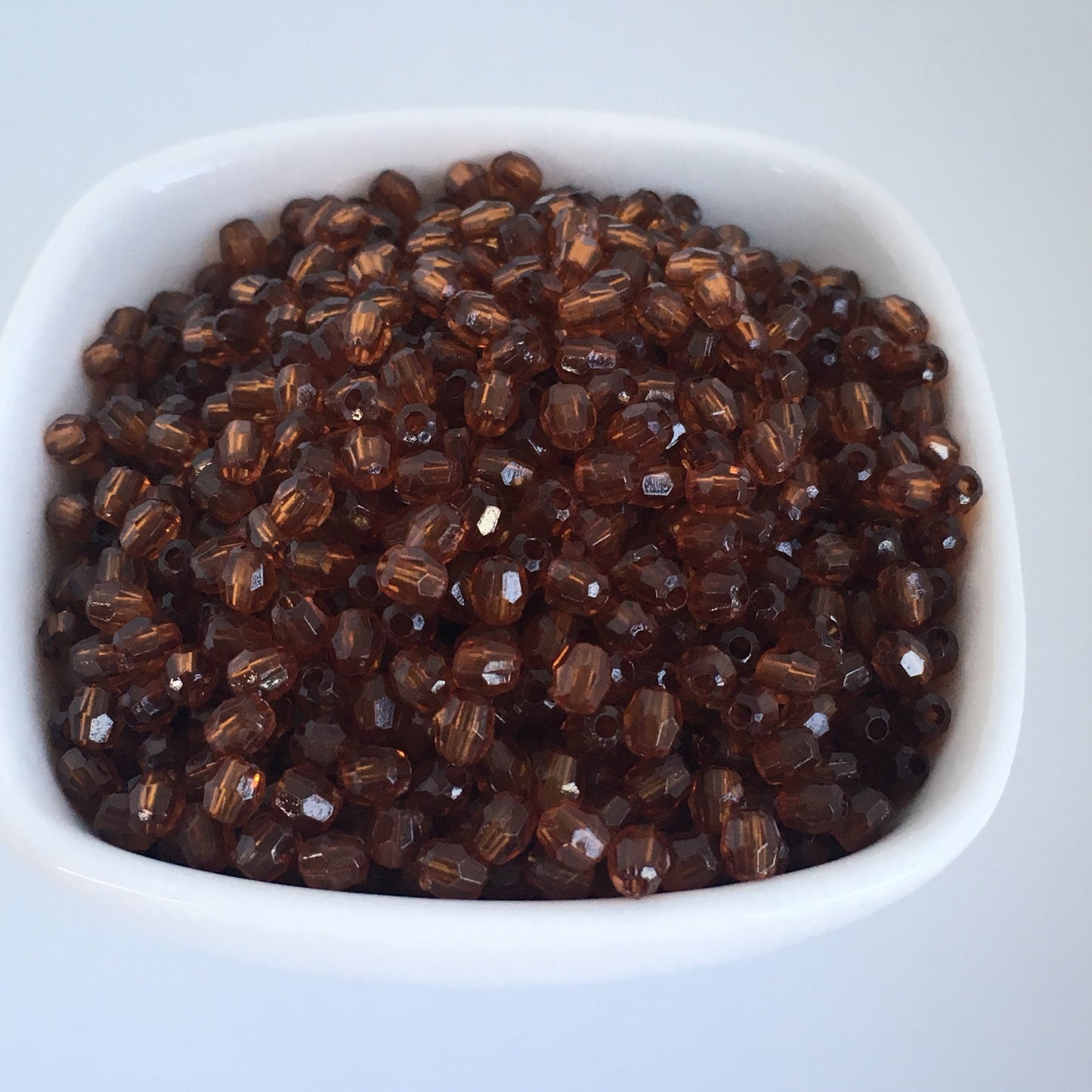 Brown Acrylic Plastic Beads 4mm Oval Faceted DIY Necklace Bracelet Craft Bead 200 Pieces