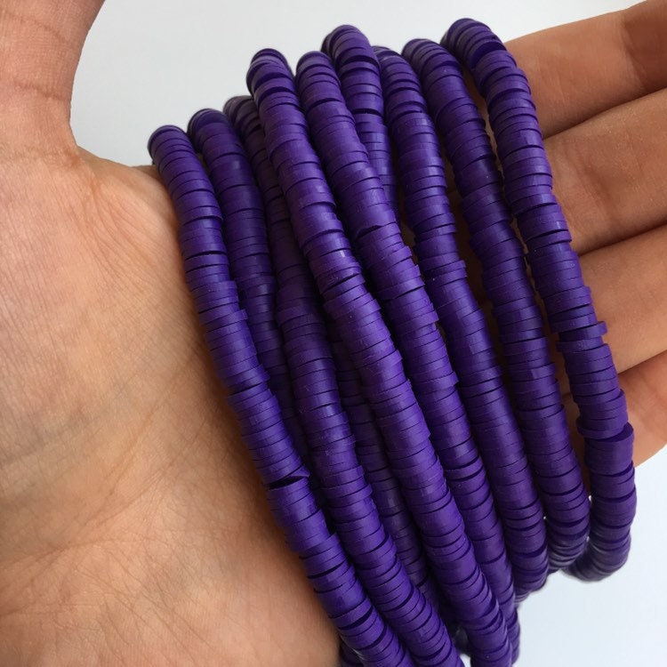 Clay Bead Bracelet Beads Purple Polymer Clay Disc Beads 40cm Strand Katsuki Bead 6mm