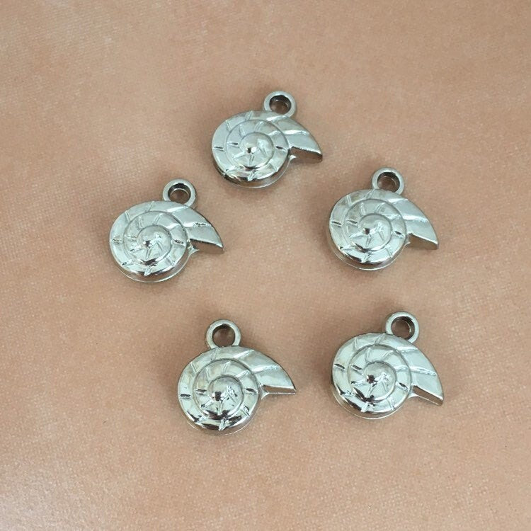 Silver Chamber Sea Shell Charms 15mmx14mm CCB Plastic Jewellery Making Craft Charm