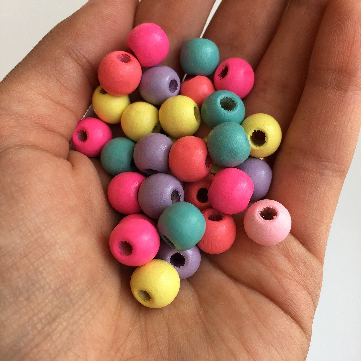 Mixed Pastel Colour Wood Beads 10mm Round Wooden DIY Craft Bead 75 Pieces