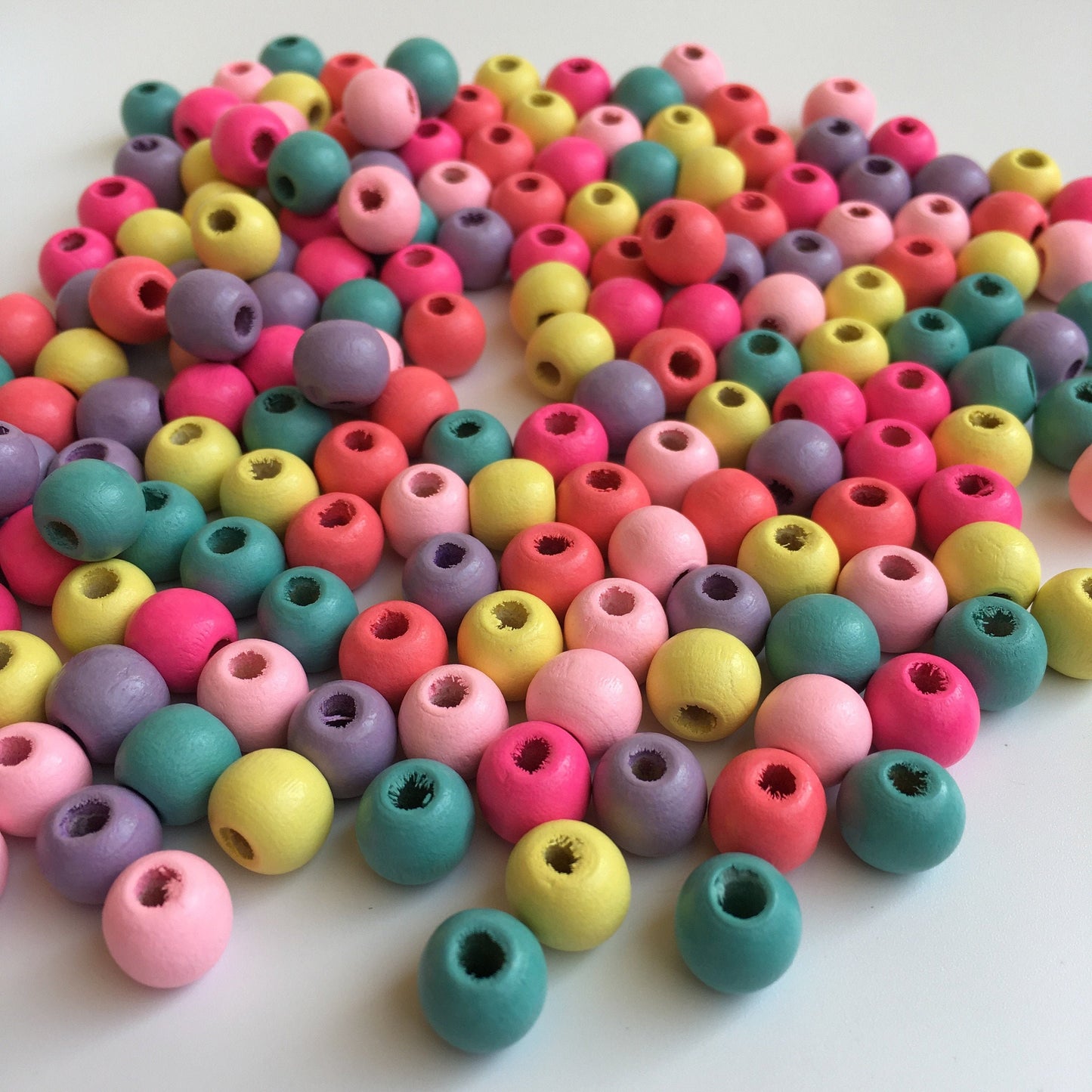 Mixed Pastel Colour Wood Beads 10mm Round Wooden DIY Craft Bead 75 Pieces