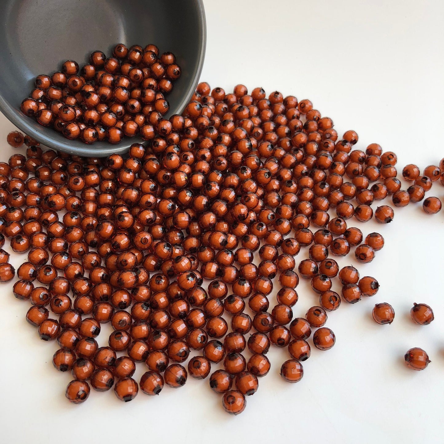 Brown Acrylic Plastic Bead 8mm Round Faceted DIY Jewellery Making Resin Bead 100 Pieces